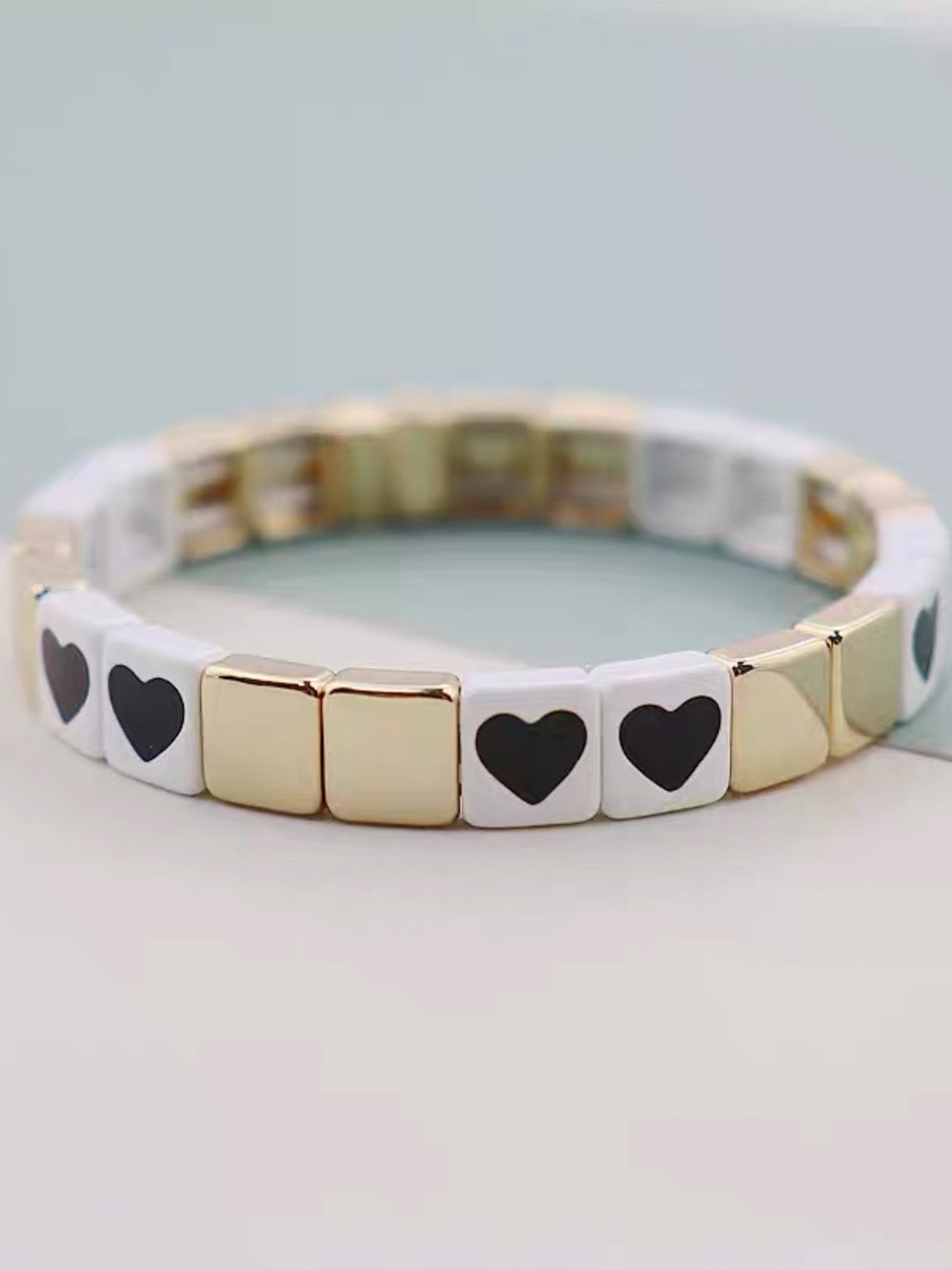 Roxanne Assoulin - Brite Bit X Bit Gold Black White Stretch Bracelet
